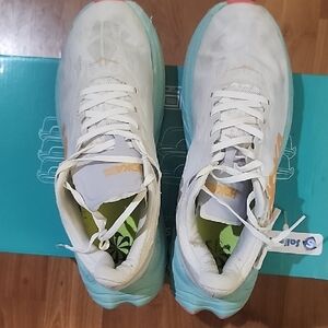 Hoka White and Teal Athletic Shoes